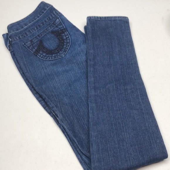 LIKE NEW TRUE RELIGION STELLA SKINNY JEANS 27x33 MADE IN USA 🇺🇸 - Picture 7 of 14